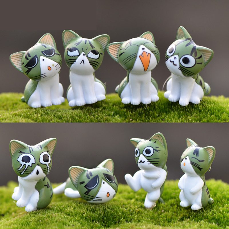 8 Styles Miniture Fairy Garden Accessories Supplies Lovely Resin Cat Kids Toys Pot Bonsai Micro Landscape Miniature Garden Terrariums Fairy Garden Animals Figurine Kits Items Decoration Table Ornaments